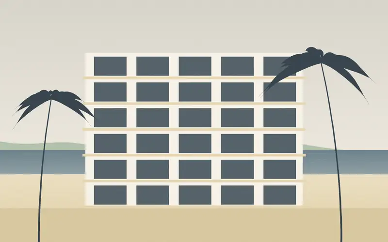 Low-rise apartment building near the beach