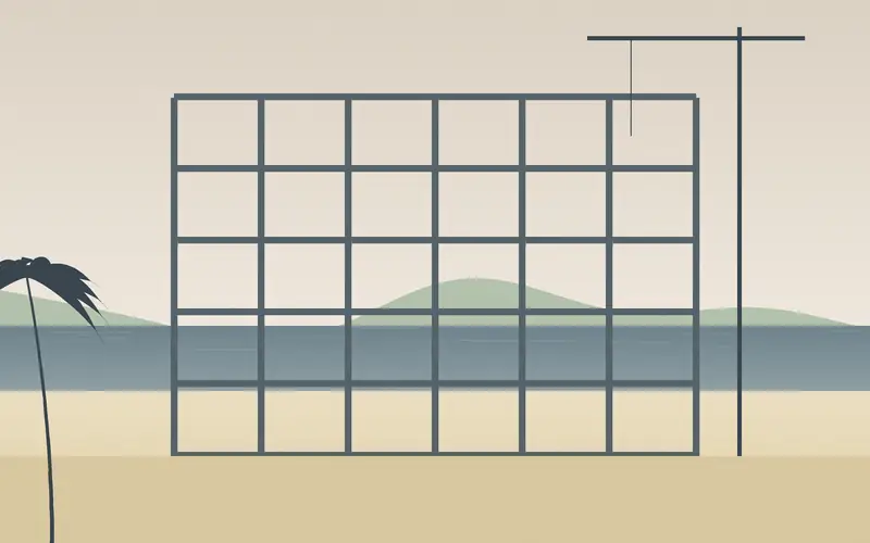 Residential structure under construction by the sea